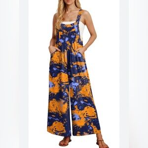IWOLLENCE Stylish Blue and Orange Women's Jumpsuit Pre-owned Large